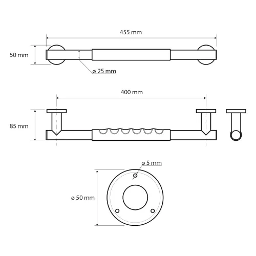 Sapho/Bemeta kapaszkodó 40cm inox, gumi csúszásgátlóval (104507675)