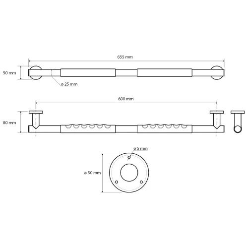 Sapho/Bemeta kapaszkodó 60cm inox, gumi csúszásgátlóval (104507681)