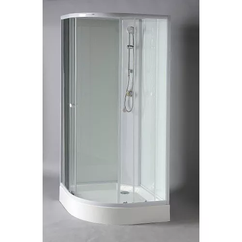 Aqualine-Sapho AIGO íves zuhanybox 90x90x206cm, fehér profil, átlátszó üveg YB93