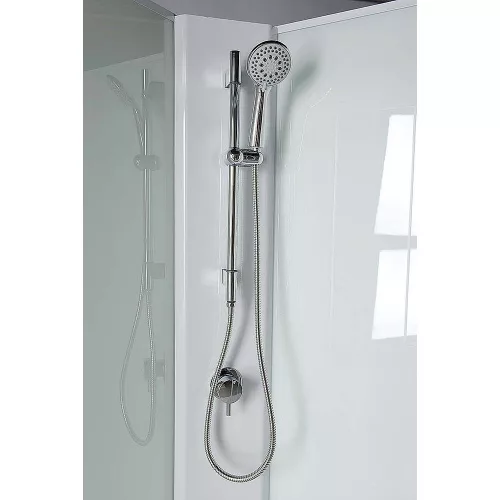 Aqualine-Sapho AIGO íves zuhanybox 90x90x206cm, fehér profil, átlátszó üveg YB93
