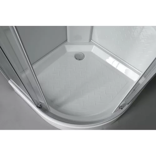 Aqualine-Sapho AIGO íves zuhanybox 90x90x206cm, fehér profil, átlátszó üveg YB93
