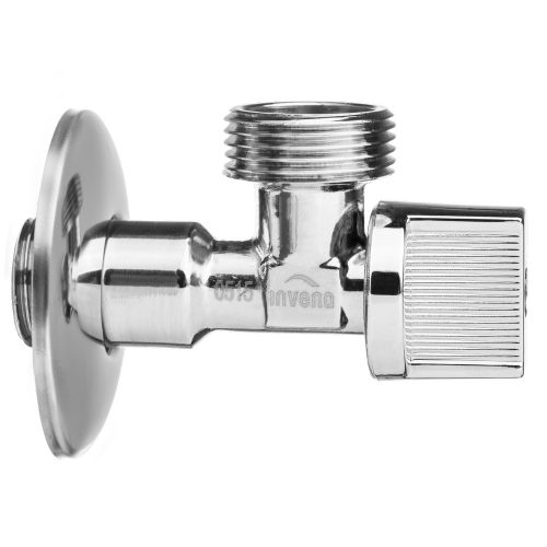 INVENA Sarokszelep, takarórozettával, fém kezelőkar, 1/2"x1/2" -bliszteres