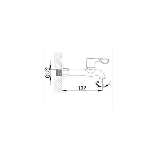 Aqualine-Sapho fali kifolyószelep hosszú 1/2" króm ZY12062