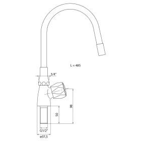   Sapho/Aqualine állószelep flexibilis kifolyóval 1/2" króm+fekete (ZY1807F)