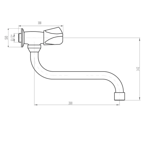 Sapho/Aqualine Faliszelep alsó kifolyóval 1/2" króm (ZY1812)
