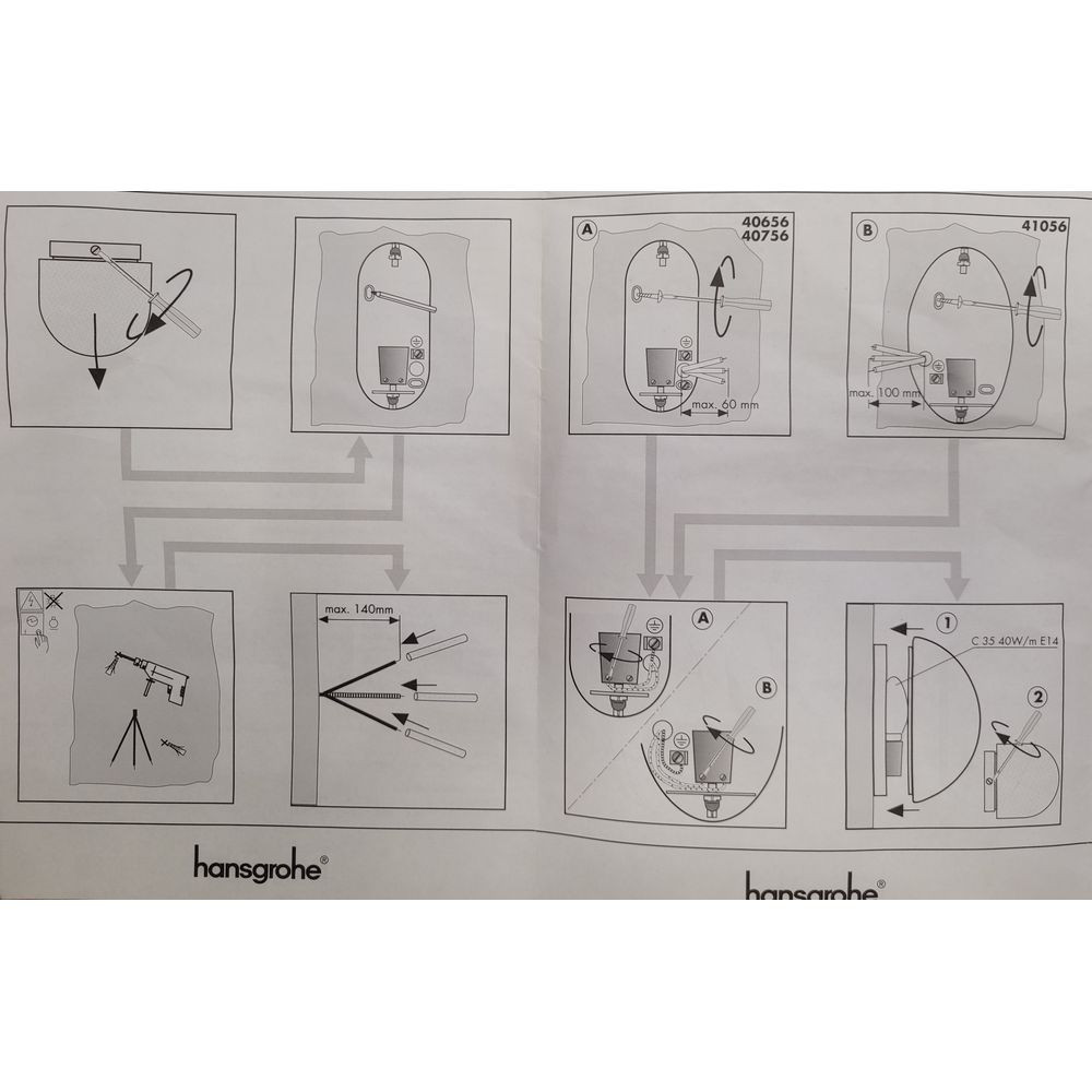 Hansgrohe-Axor Arco fali lámpa 40656 21x9cm króm+mattfehér üveg Kiárusítás!