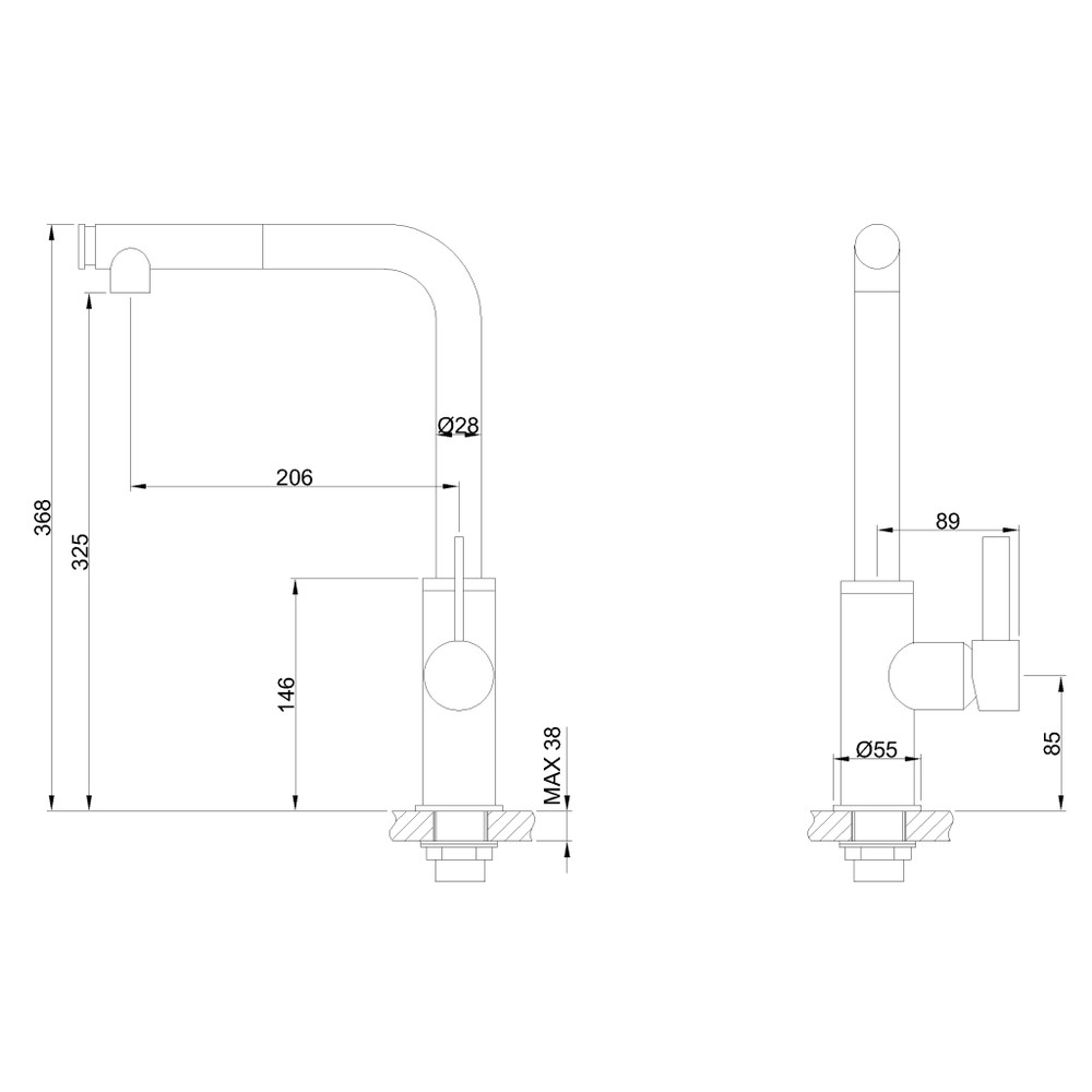 Invena PRETO konyhai csaptelep, álló, forgatható kifolyóval, fekete, waterplating bevonat Invena PRETO konyhai csaptelep, álló, forgatható kifolyóval, fekete, waterplating bevonat