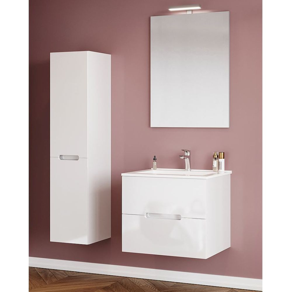 SaviniDue IRIS 60 fürdőszobaszekrény szett (alsószekrény + porcelán mosdó + tükör + lámpa)
